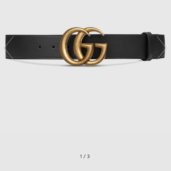 Gucci Women’s 2015 RE-EDITION WIDE LEATHER BELT black and gold Size 80B - Picture 5 of 12